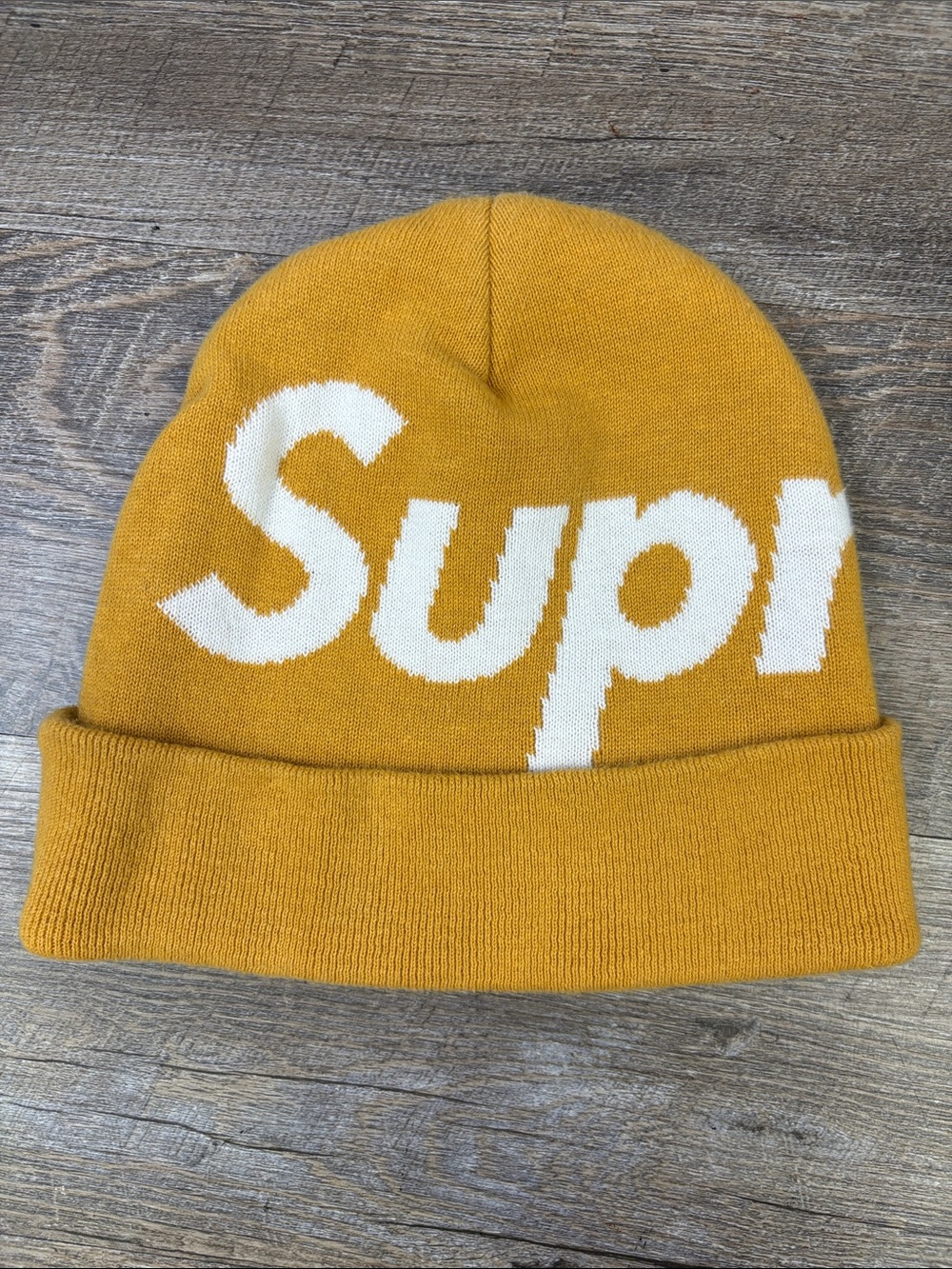 Supreme Big Logo Cashmere Blend Beanie Mustard One Size
